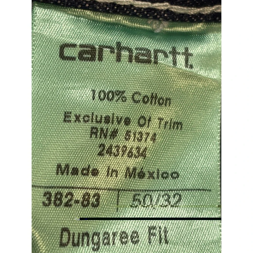 Carhartt Dungaree Fit Jeans Men's 50x32 Blue Dark Wash Work Wear, Comfort